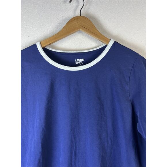 Lands End 1X Pajama Set Womens XL Long Sleeve Pullover Elastic Blue check 16 18w - Picture 3 of 13